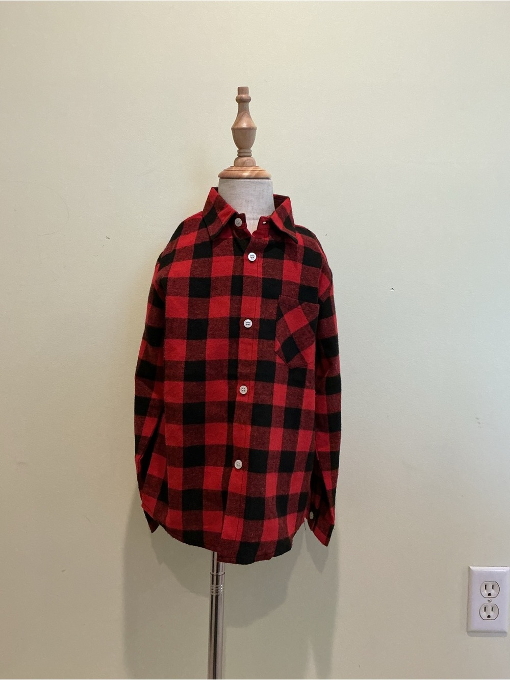 Kids Red & Black Plaid Button-Down Shirt - Classic Buffalo Check